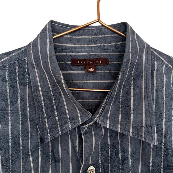 Saltaire Button Down Shirt Collared Pocketed linen tencel blend size XL - Picture 6 of 7